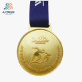 Bulk Items Zinc Alloy Convex Gold Custom Skating Medal with Ribbon